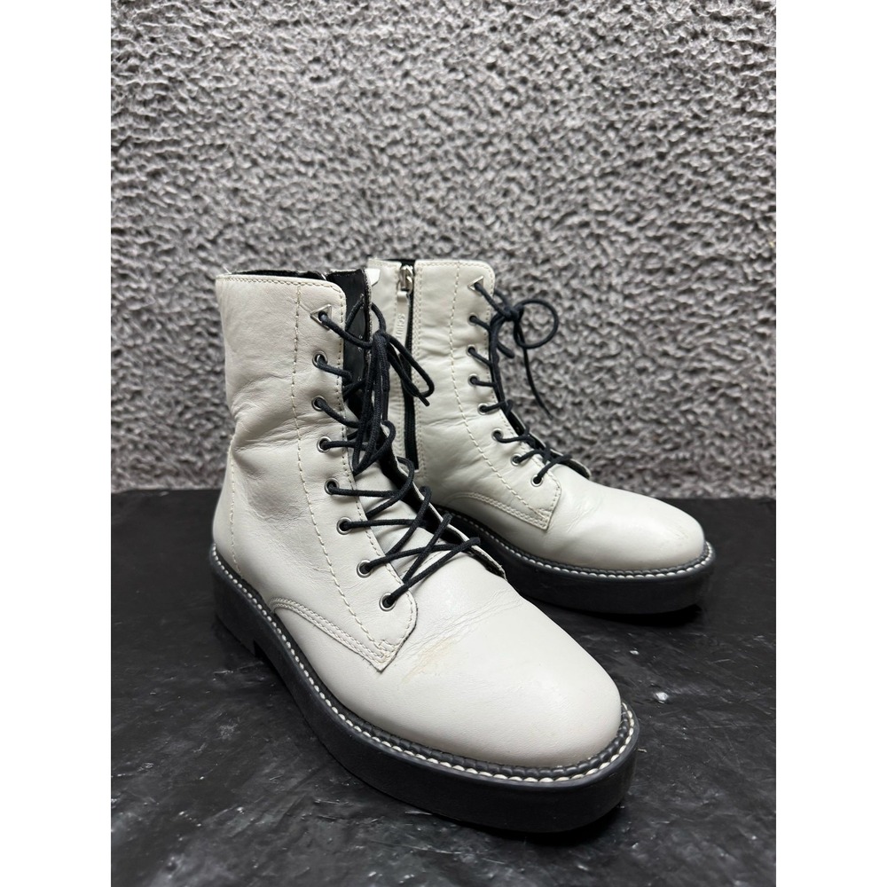Schutz McKenzie Lace Up Leather Ankle Combat Boots Black Womens Size 7.5 B